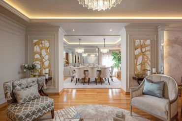 Reception opening through to the dining room — تصميم شقق سكنية القاهرة