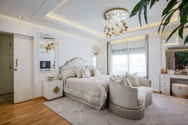 Luxury Master bedroom Ivory gold details