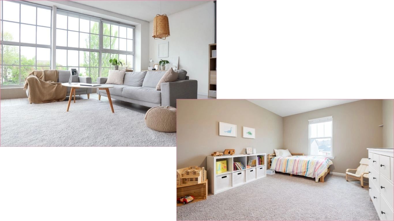 Eco-friendly carpet clean results in Richmond — clean living room and kids’ bedroom carpets.