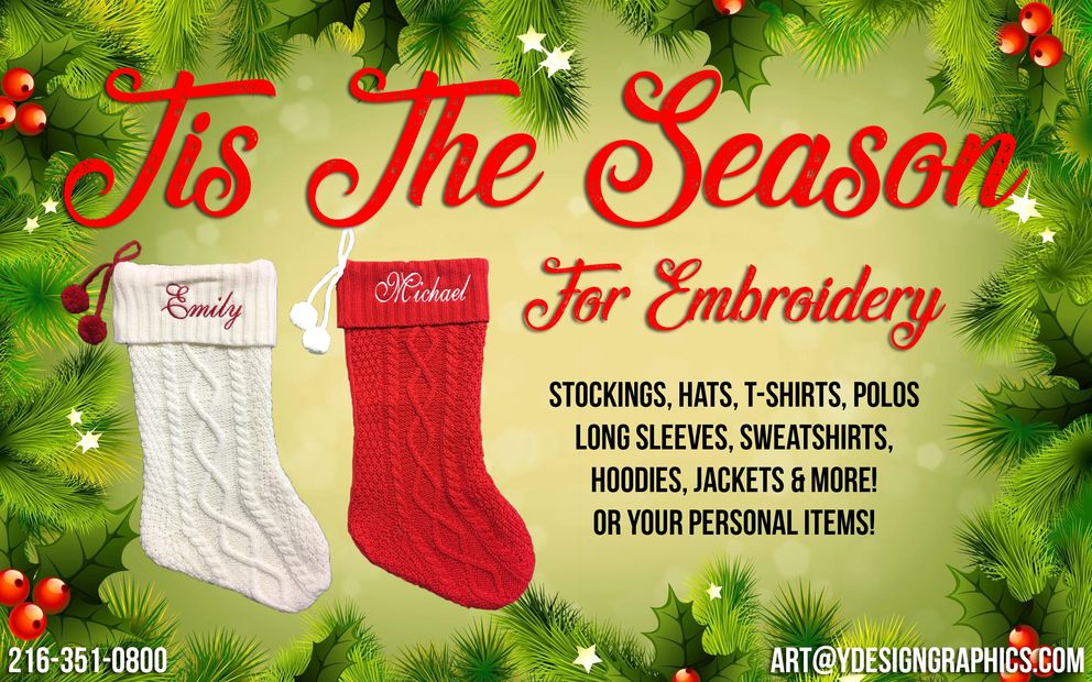 custom embroidery services on Christmas stockings