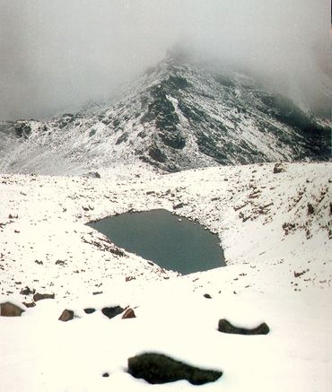 Tarn and sub peak on Mt. Kenya