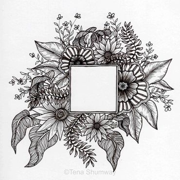 Floral doodle with black pen.