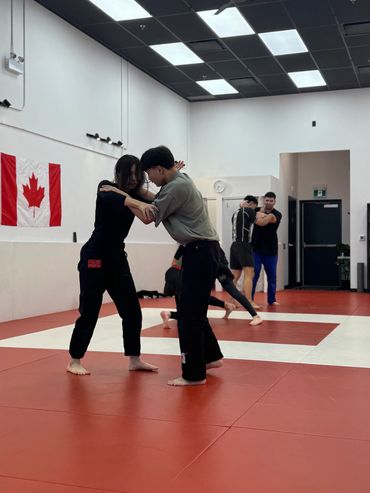 Standing sparring. No but-scooters