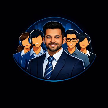 Business team with a confident leader in front.