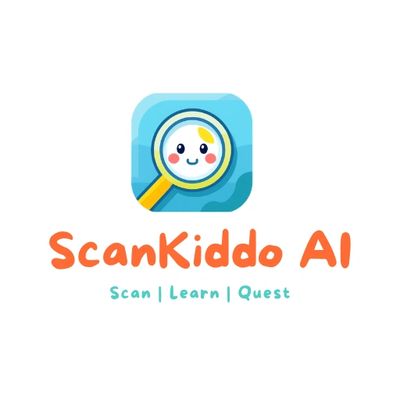Logo of ScanKiddo AI with tagline Scan | Learn | Quest.