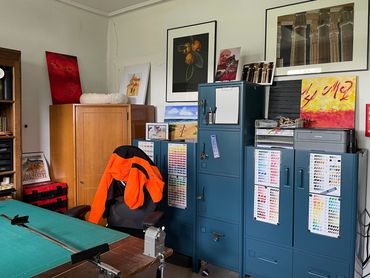 Ägyptische Säulen, mit Rahmung, Pastell, Hanns Honecker