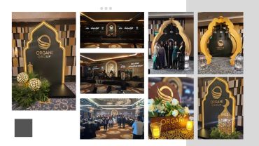 Event setup and moments from Organi Group's Iftar gathering with stage, decorations, and attendees.
Corporate event production and branding solutions delivered by 3Pro’s Production Solutions.