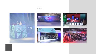 Gaming event with Valorant branding, setups, and participants gathered for a group photo.
Experiential marketing and brand activation setup produced by 3Pro’s Production Solutions.