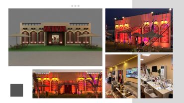 Traditional Arabian-style building with colorful patterns and warm lighting.
Corporate event production and branding solutions delivered by 3Pro’s Production Solutions.