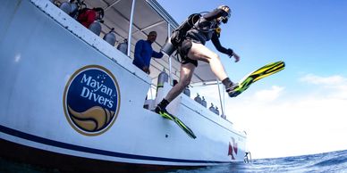 Scuba diving from a boat