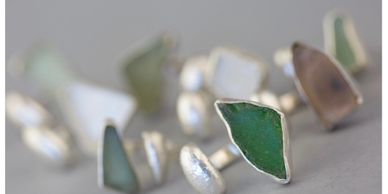 Handmade sterling silver seaglass ring