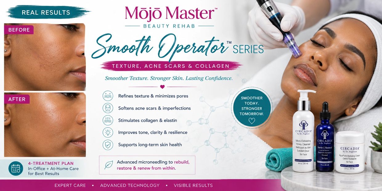 Smooth Operator™ Texture Refining Series hero image featuring personalized treatments for acne scars