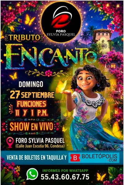 Tributo a Encanto, domingo 27 de septiembre en Foro Sylvia Pasquel, show en vivo.
