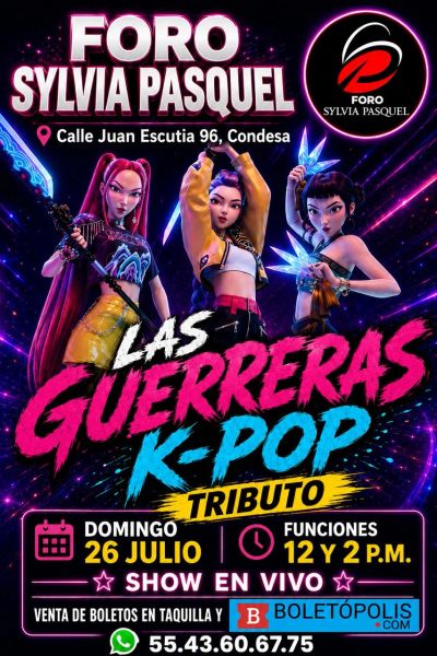Poster for K-pop tribute show 'Las Guerreras' at Foro Sylvia Pasquel on July 26.