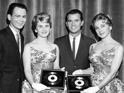 The Fleetwoods accepting Gold Records.
