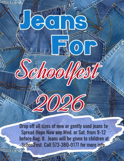Jeans donation drive for Schoolfest 2026.
