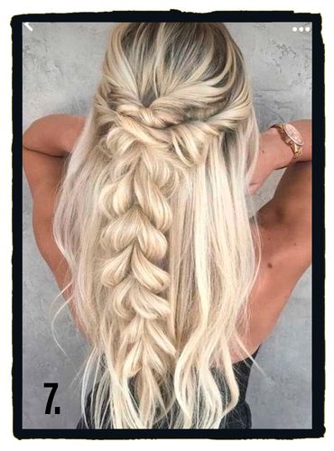 Twists and braids for boho style half up and half down updo.