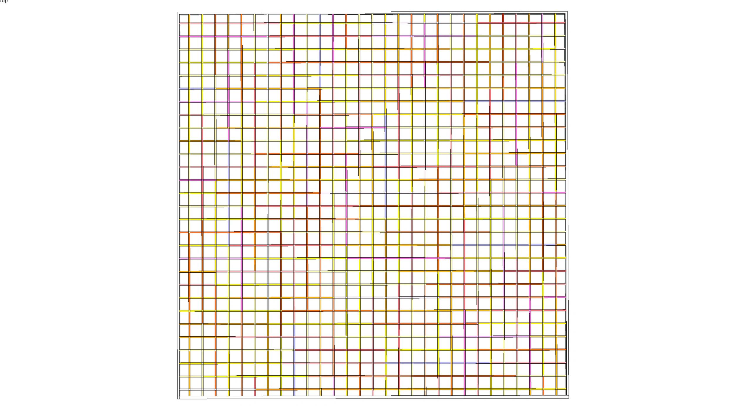 Colorful grid with intersecting lines in various hues.
