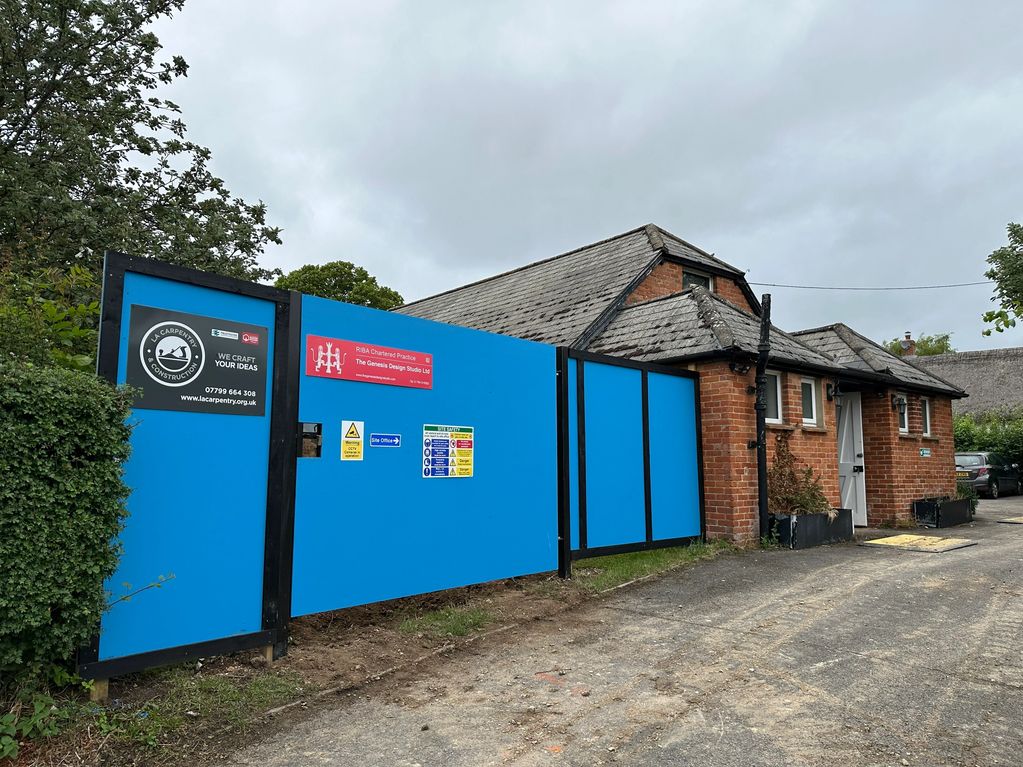 Site set up ready for extension and renovation work to start on the village hall