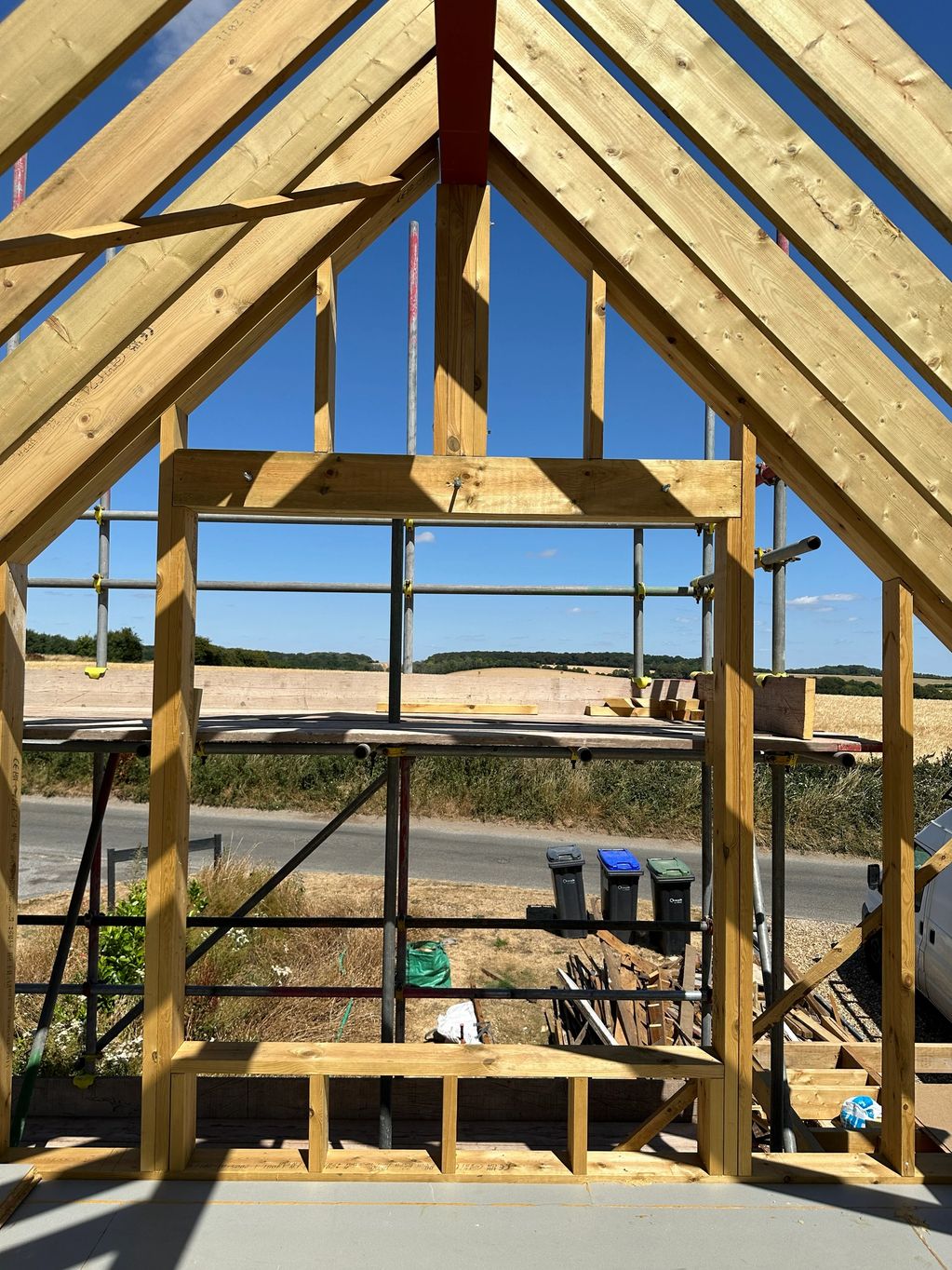 View over the countryside from the first floor of this bungalow roof conversion.