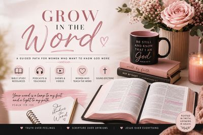 Inspirational setup for women's guided path to know God through scripture and faith.