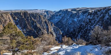black canyon of the gunnison view from the south rim in winter  by bottomless backpacks