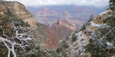 grand canyon bright angel trail spring snow