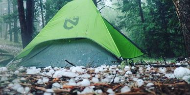 nemo tent on colorado trail with hail by bottomless backpacks