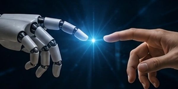 Collage of technology, AI, education, and professional growth images.