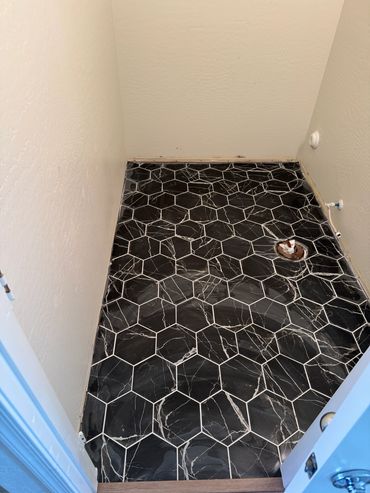 Hexagon tiles after grout