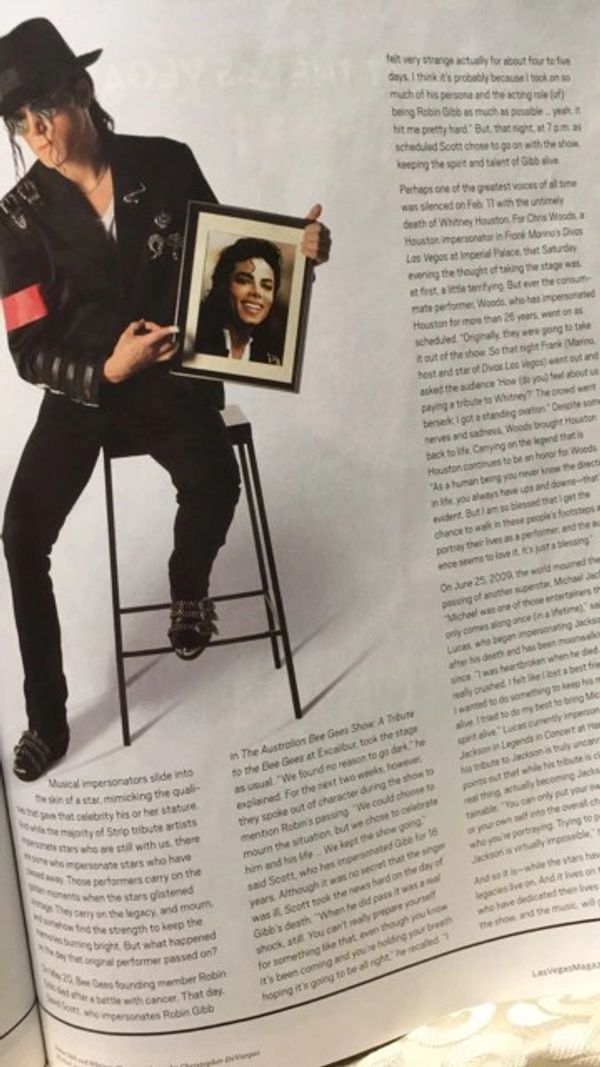 J Lucas appears as Michael Jackson in Las Vegas weekly magazine
