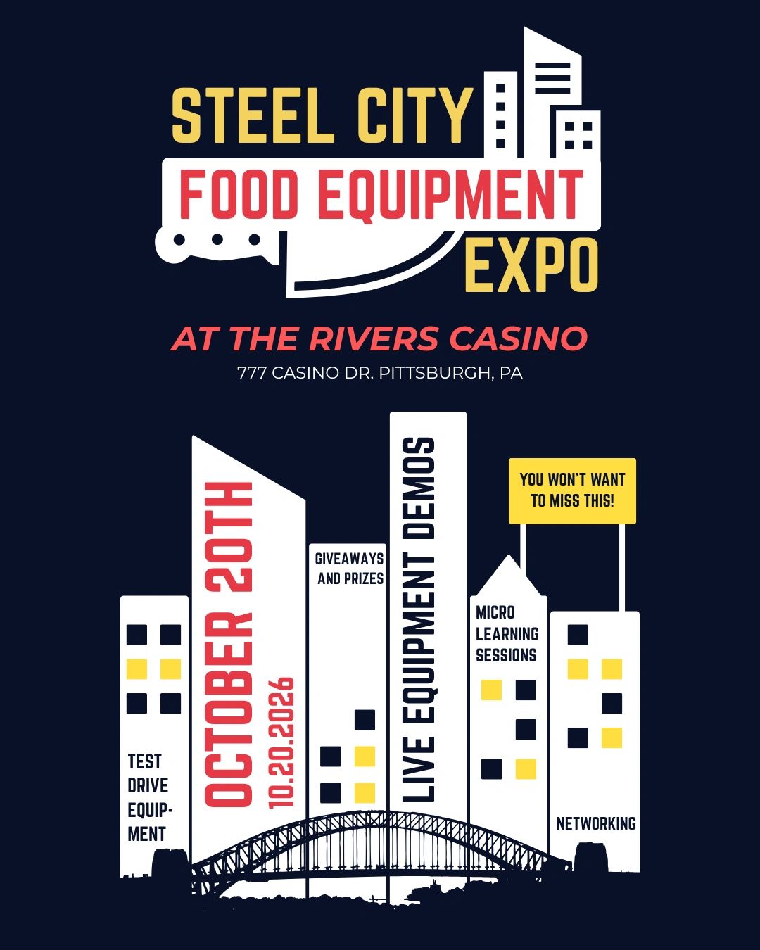 promotional photo for steel city foodservice equipment expo. October 20th 2026.