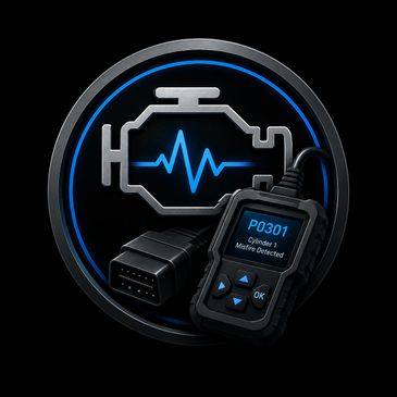 OBD-II scanner showing code P0301 for cylinder 1 misfire.