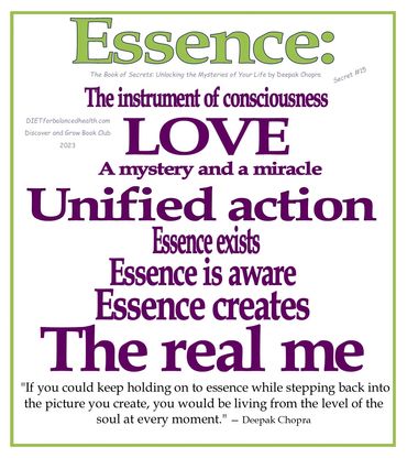 Green and purple graphic of Essence, its qualities and actions.