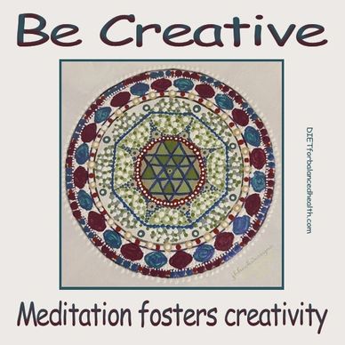 Be Creative: Meditation fosters creativity. blue, red and green mandala