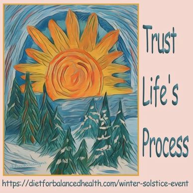 Trust Life's Process Infographic.   Comic style of sun rising over mountain lake and pine forest,
