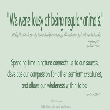 Infographic about compassion for other sentients with quote from the book Mickey 7 by Edward Ashton.