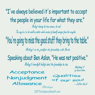 Infographic about the qualities of the soul with quote from the book Mickey 7 by Edward Ashton.