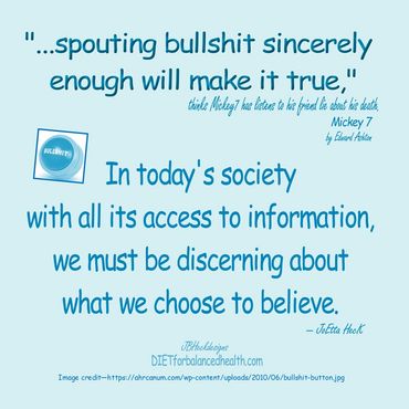 Infographic about our convincing lies and truth, with quote from the book Mickey 7 by Edward Ashton.