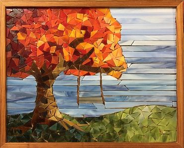Fall Tree stained glass mosaic