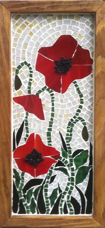 Poppies stained glass mosaic