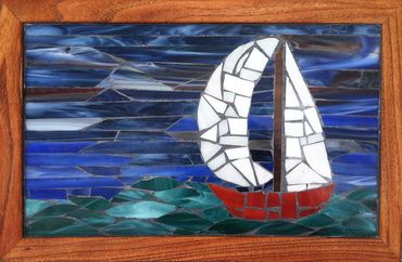 sailboat stained glass mosaic