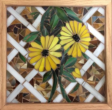 yellow daisies stained glass mosaic