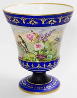 Circa 1860 
Cobalt Blue Vase With Painted Flowers