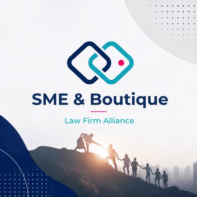 Logo for SME & Boutique Law Firm Alliance with helping hands image.
