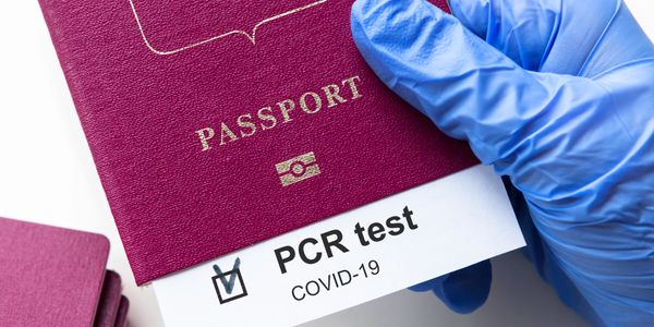 passport with COVID-19 test stub