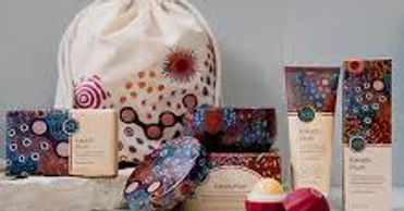 Artisan skincare products with colorful designs.