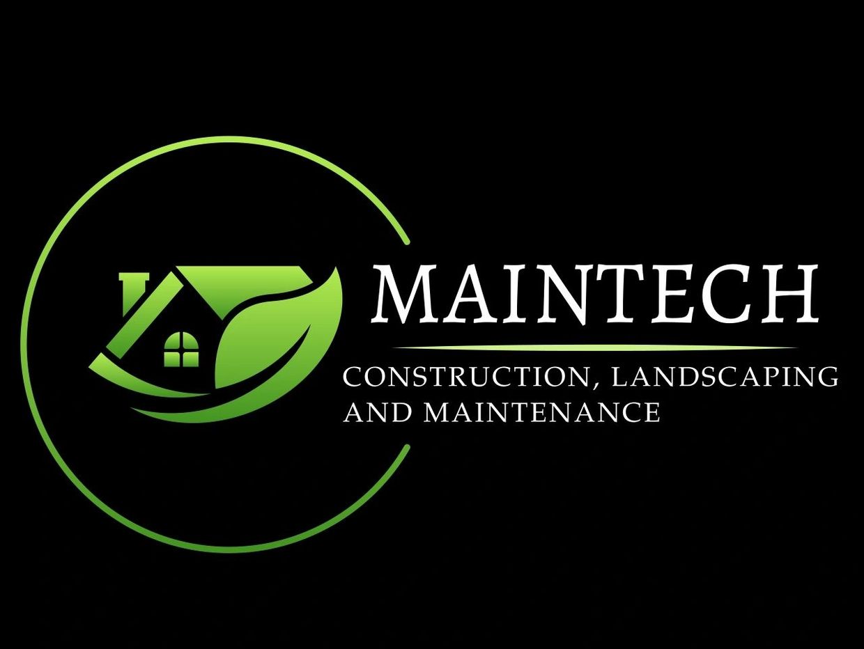 Logo for MAINTECH, specializing in construction, landscaping, and maintenance.