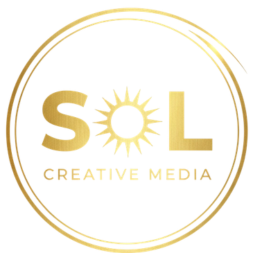 Golden SOL Creative Media logo with sun design.