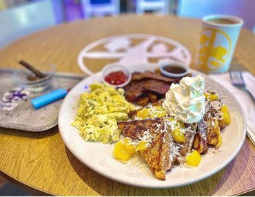 Flight French Toast pineapple w/ coconut shavings